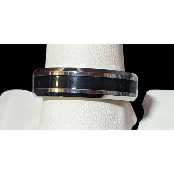 JFSG Other - JFSG Tungsten Carbide Black And Silver Men's Wedding Ring 7mm Size 10.5